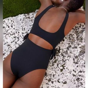 Aerie Pique cut out scoop one piece side tie swimsuit